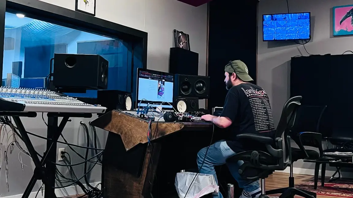Matt Poole Butler preparing a session at the Studio A control room desk