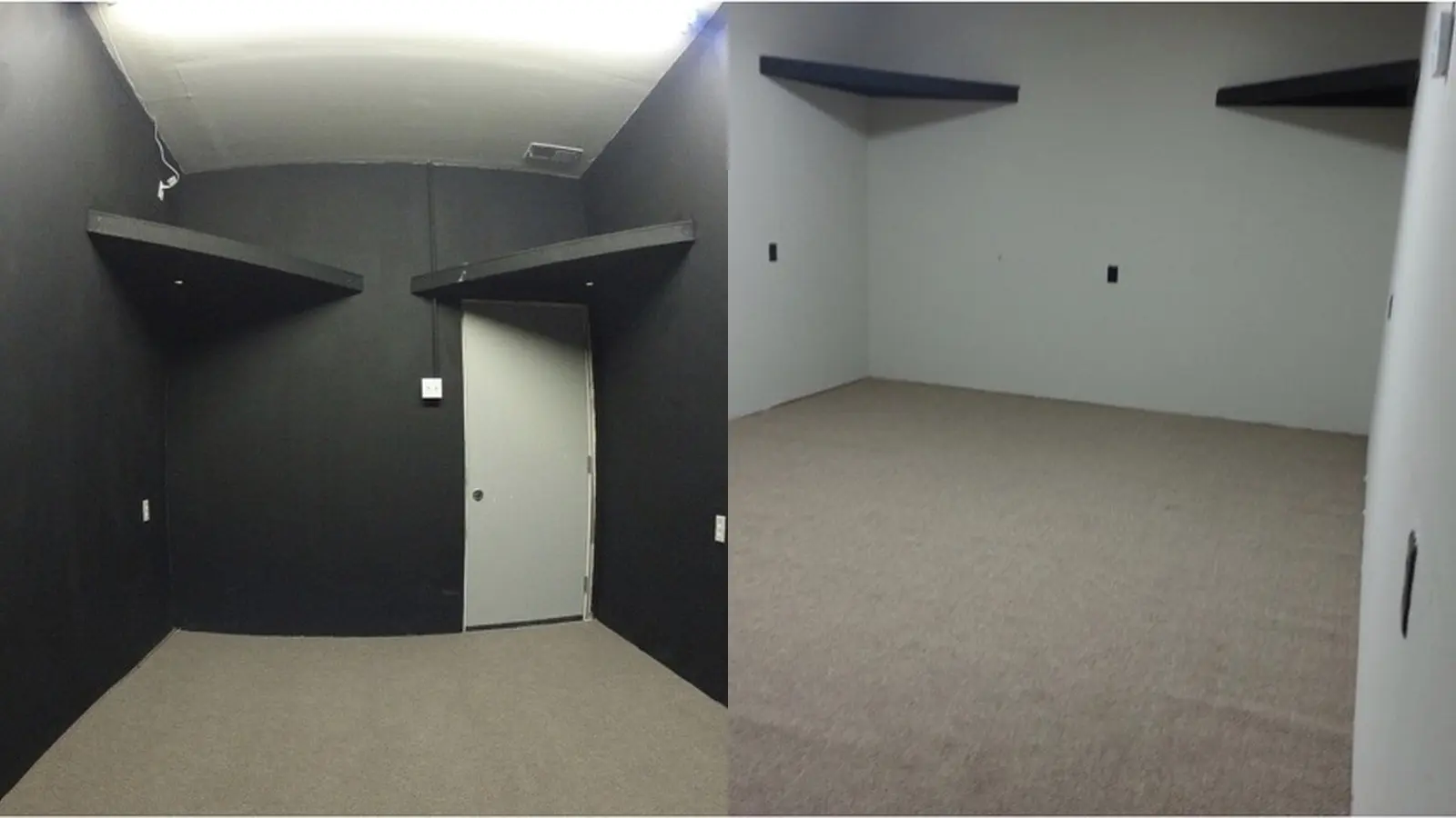 Two private rehearsal rooms inside EMP Rehearsals on Bomar Avenue in Fort Worth